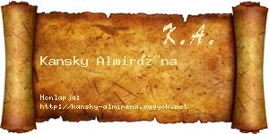 Kansky Almiréna névjegykártya